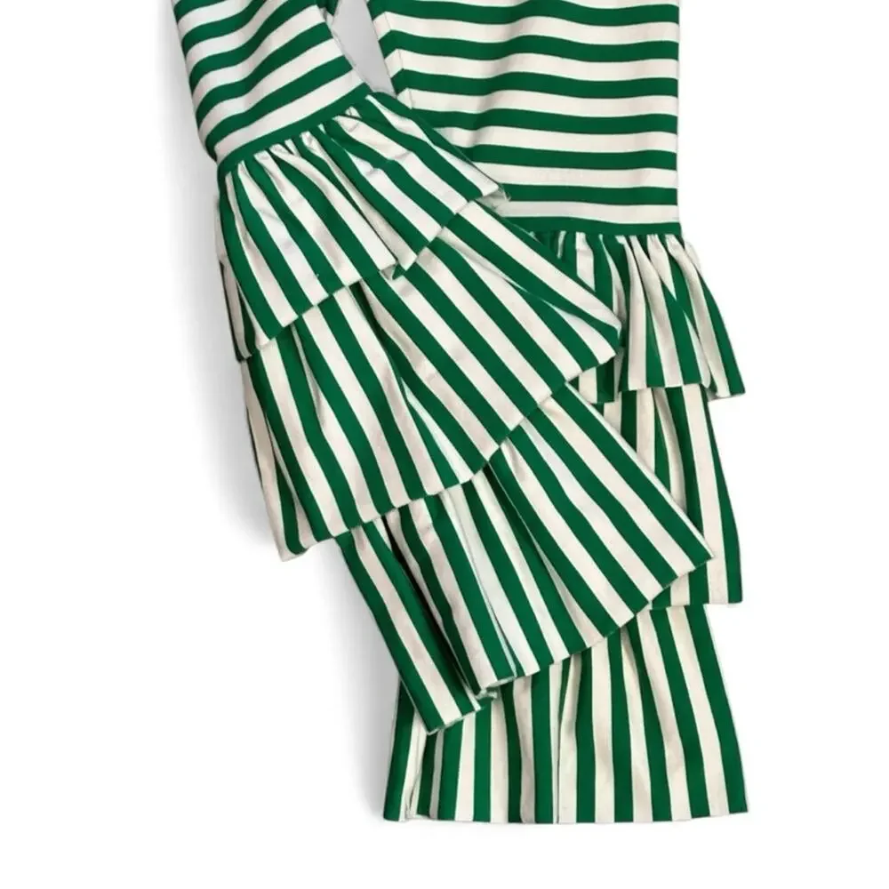 Kelly's Kids NWOT Green and White Striped Ruffle Pants